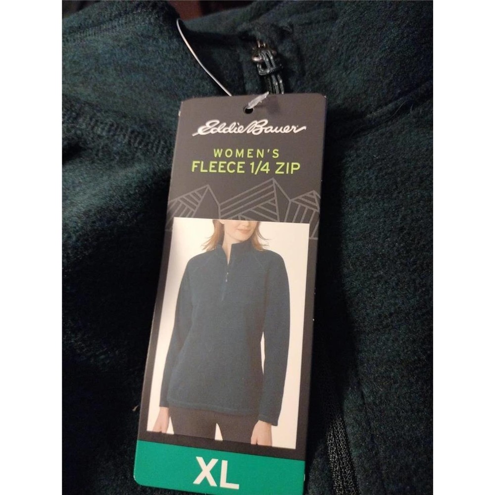 Eddie Bauer Ladies' Quarter Zip Pullover Fleece Ultrasoft 1/4 Zip Green XL - Picture 7 of 10